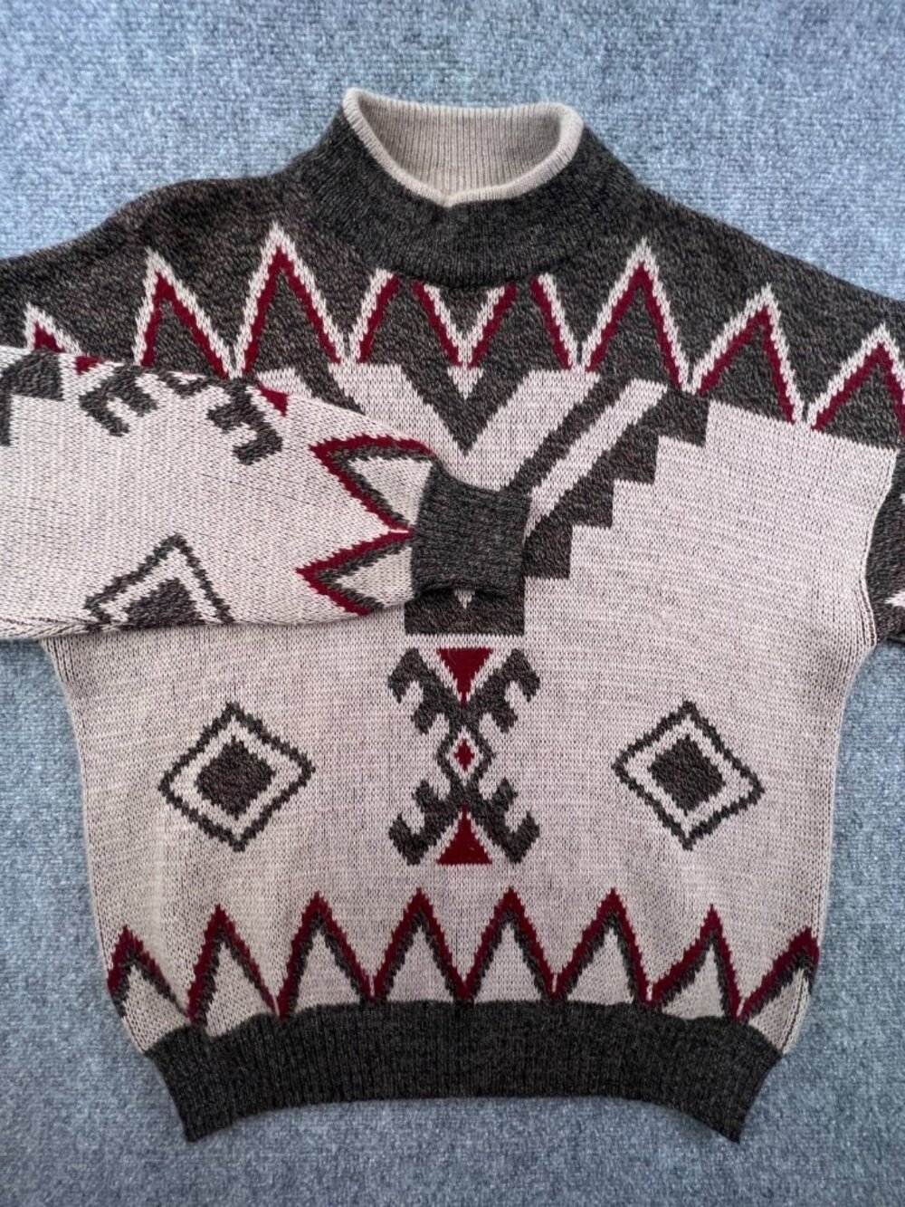 VTG Gian Alberto Men's Sweater Large Italy Wool Blend Geometric Pattern Adult